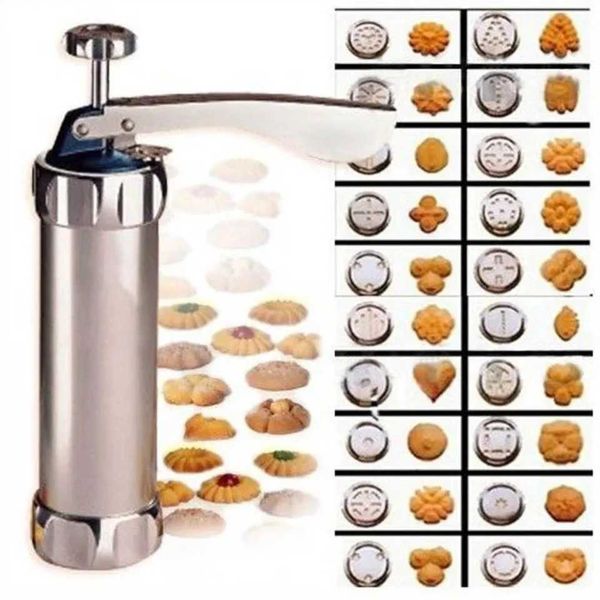 Cookie press baking tool portable 20 molds kitchen small tools Cookie cookies metal cutter 1 set 4 nozzles Y250113