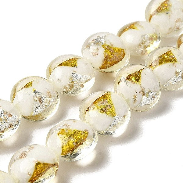 Perles rondes plates en feuille d'or et d'argent faites à la main