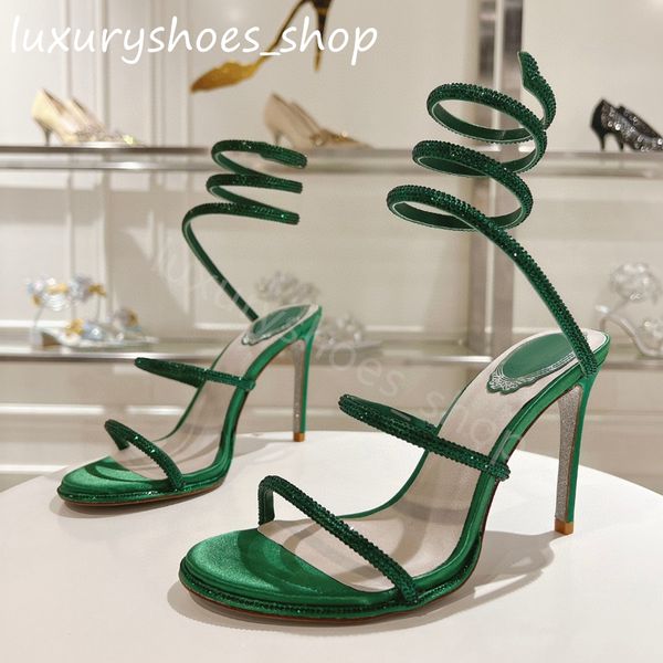 Cleo Crystals Rhinestone Stiletto Sandals Women&#039;s Evening High Heels Luxury Designer Leather Buckle Strap Open Toe 2024