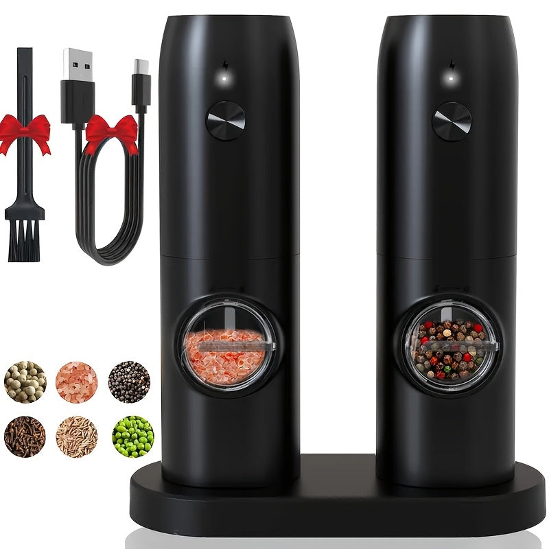 TEMU 2-1pc Electric Salt And Pepper Grinder, With Usb Charging Cable, With , Adjustable Grinding , One-hand Operation For Kitchen, , Home, Dinner