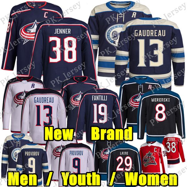 #13 Johnny Gaudreau New Brand hockey jersey #38 Boone Jenner Sean Monahan Elvis Merzlikins Zach Werenski Ivan Provorov Mathieu Olivier Kural