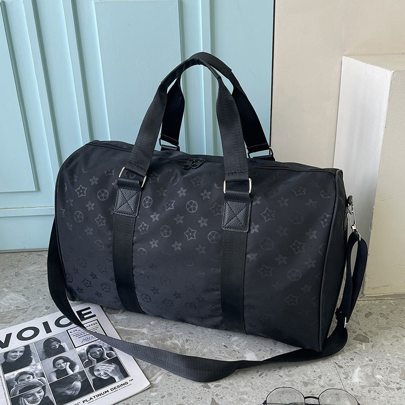 Luxury business travel bag versatile with floral checkerboard pattern suitable for both men and women&#039;s business trips, lightweight single shou