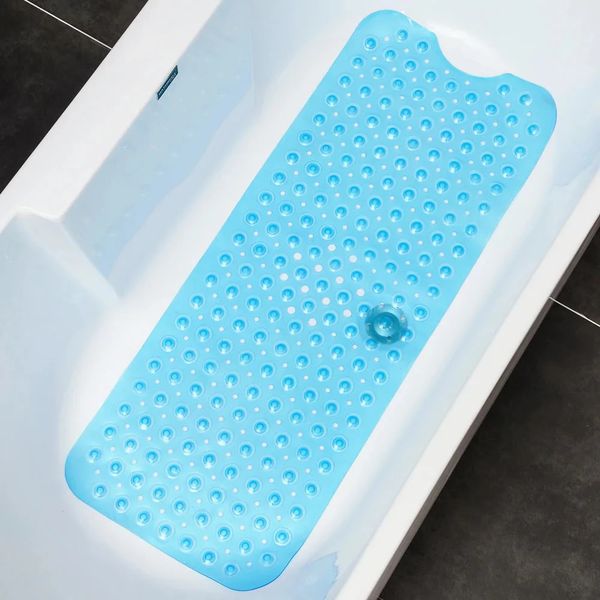 40x100cm Bathtub Mats Anti-Skid Color Shower Mat With Sucker Non-Slip Bath Mat Soft Massage Pad Kids Elder Bathroom Carpet Rug 250206