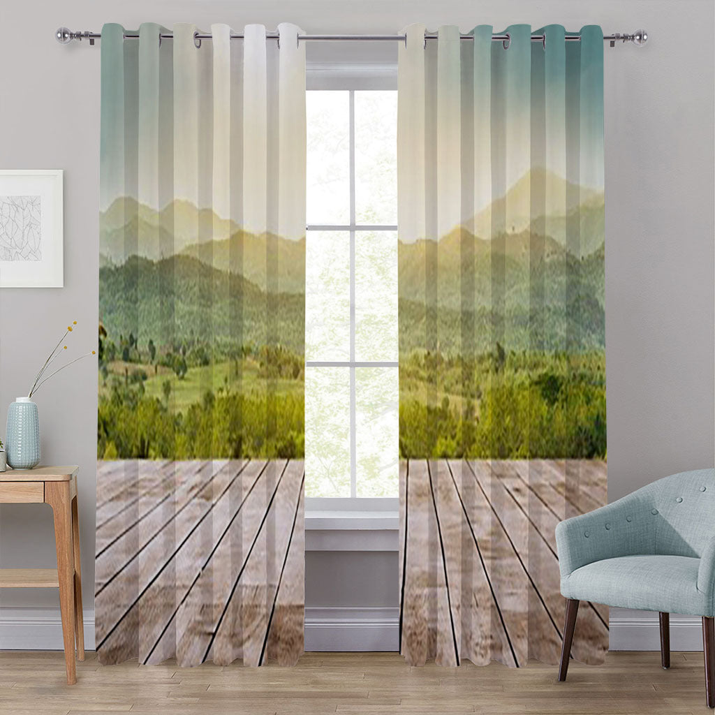 YL-37062 High-precision Customized 3D Curtain Printing Finished Landscape Wave Curtain Blackout Curtain