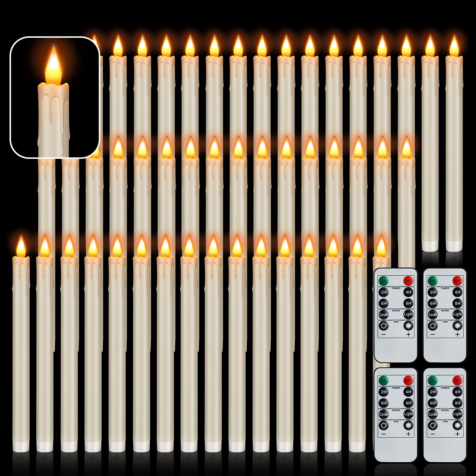 TEMU 48 Pack Flameless Ivory Taper Candles With Remote Control - 10.6" Led Flameless Candles For Weddings, Church, Birthday & Party Decor,