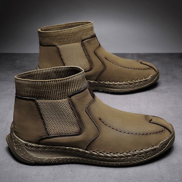 High Top Plush Insulated Cotton Large Outdoor Fashion Sleeve Boots Men&#039;s Sock Sewn Shoes