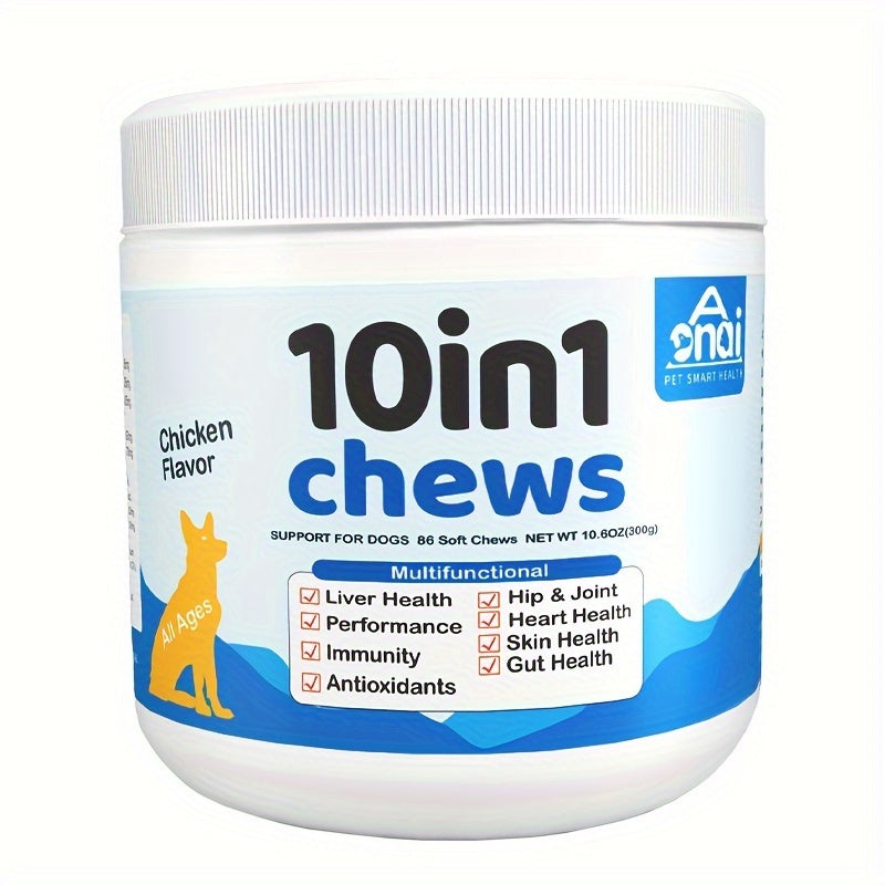 TEMU 10.6oz Dog Health Multivitamins , All-breed Nutritional Supplement, With Chicken Flavor, For Liver, Skin, Gut, , Heart, Antioxidants,