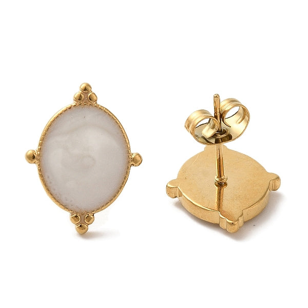 Boucles d'oreilles ovales en acier inoxydable 304 avec placage ionique (IP)