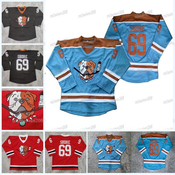 In stock 69 Shoresy SudBery Blueberry Letterkenny Hockey Jersey BULLDOGS Red Black Blue