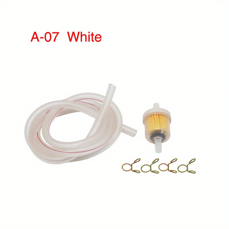 TEMU 6mm Motorcycle Gas Fuel Filter Petrol Pipe Hose Line + 4 Clips Moto Scooter Dirt Bike Off Road Atv Bike Racing