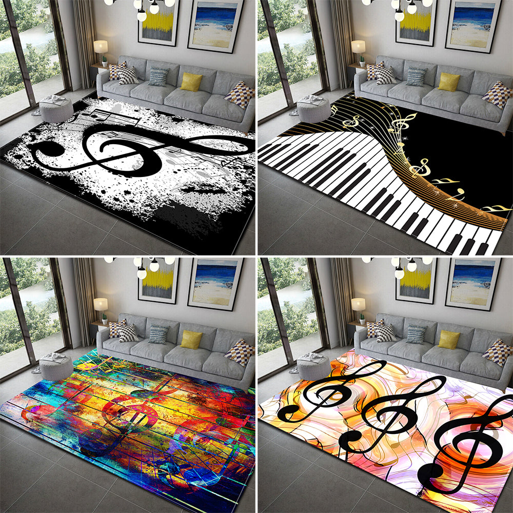 Retro color black music notes decorate carpet bedroom study balcony bath restaurant kitchen floor mat rug door pad