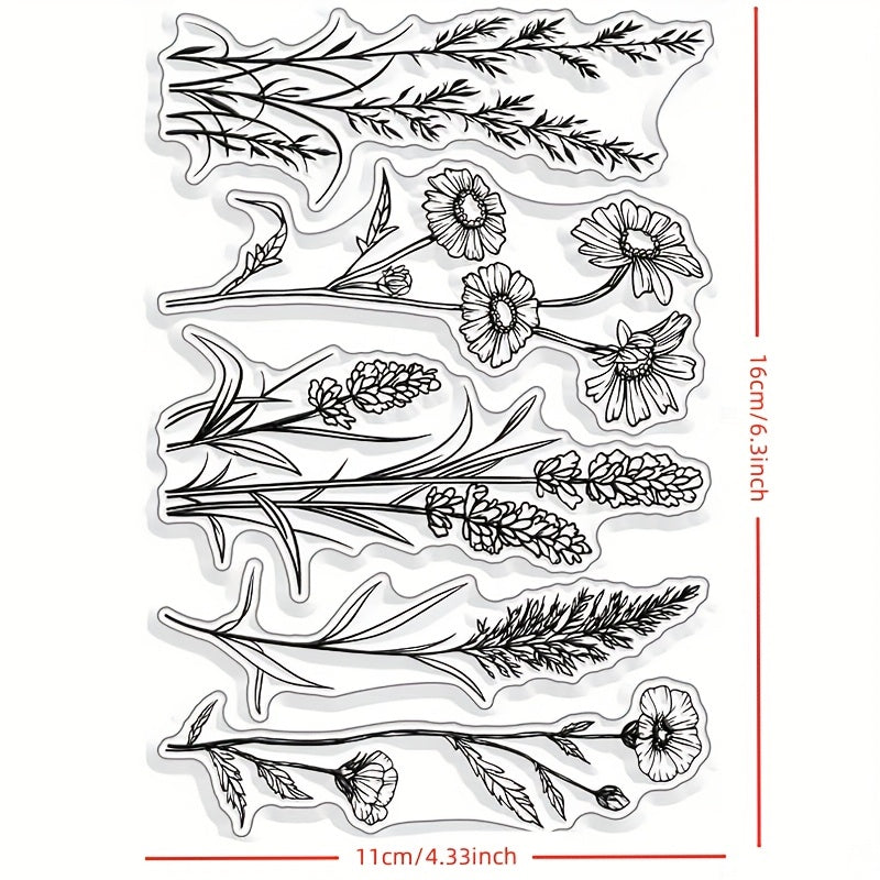 TEMU 1pc Transparent Stamp With Intricate Floral Patterns - Botanical Diy Stamps For Scrapbooking, Card Making, Journaling - Reusable Non-toxic Plant