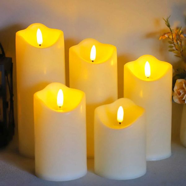 1-5 flameless LED candles plastic flashing tea lights battery powered candles Christmas and Halloween night lights diameter 7.5 centimeters