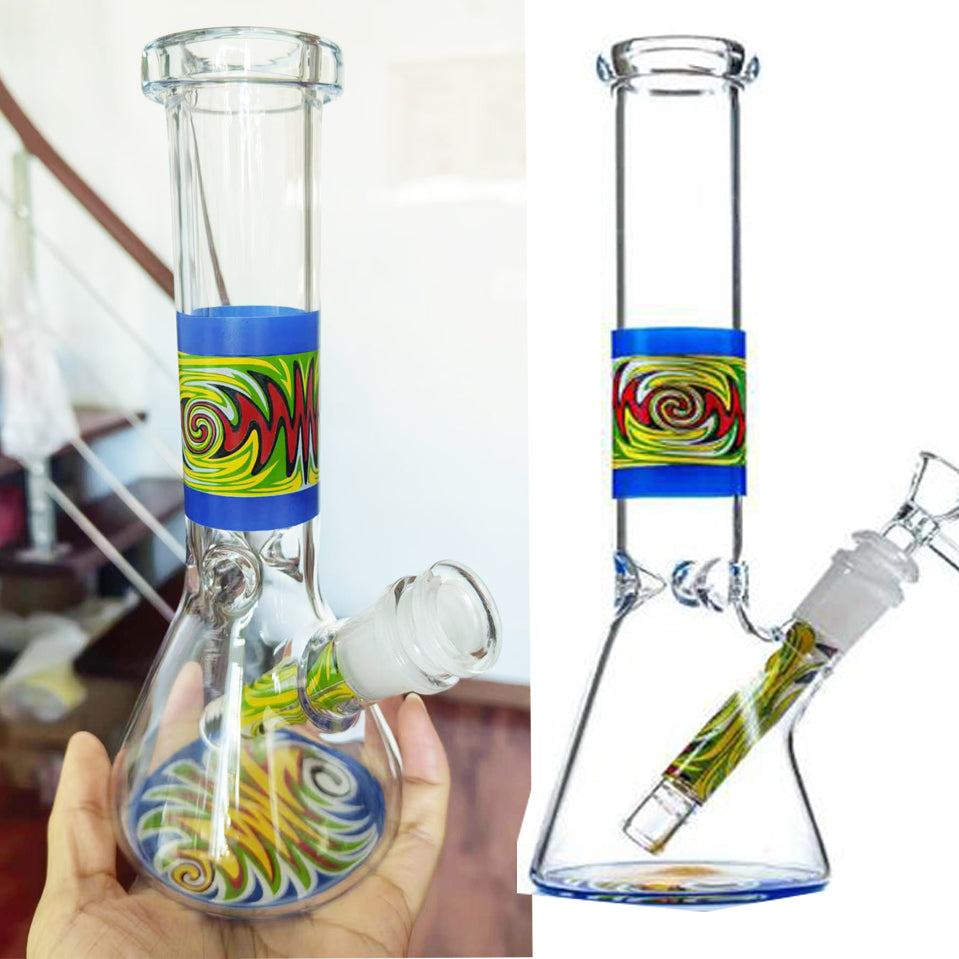 Thick Glass Bong Water Pipes Bubbler Hookahs Thick glass Dab Rigs Water Bongs Downstem Perc With 14mm Bowl 25cm tall