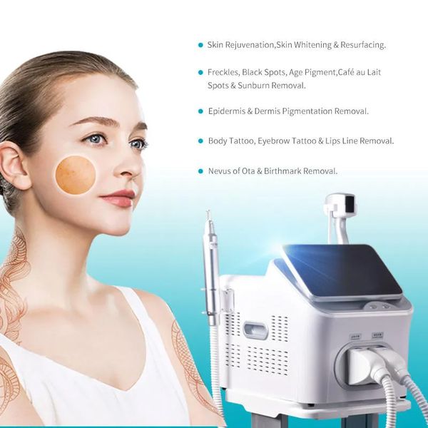 OEM ODM Service 2in1 808nm Diode Laser Hair Removal Pico Laser Eyebrow Line Speckle Acne Remova Picosecond Laser Tattoo Removal Skin Rejuven