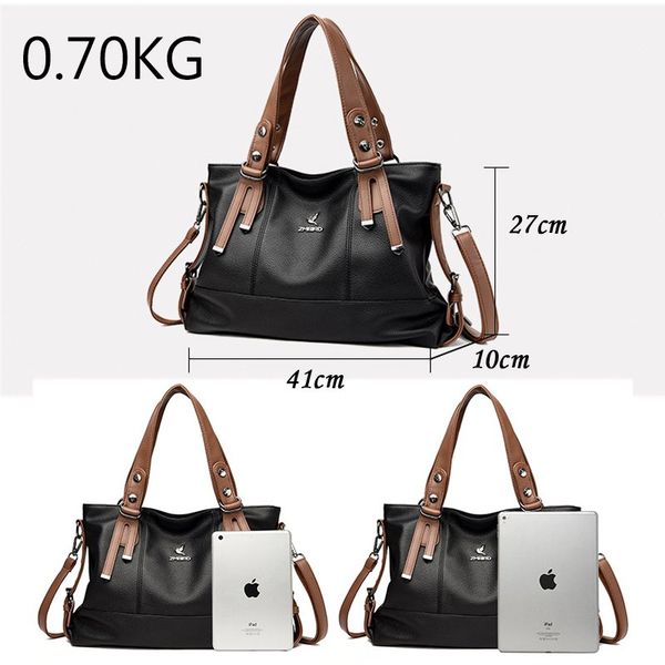 new Brands Soft Leather Handbags for Women Vintage Shoulder Tote Bag Luxury Designer Ladies Large Capacity Purse Bags Sac A Main X24090311