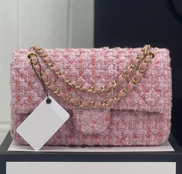 10A Mirror Quality 19 Bags Small 25CM Blue Denim Quilted Flap Purse Designer Womens Crossbody Shoulder Gold Strap Box Chian Bag Medium Handb