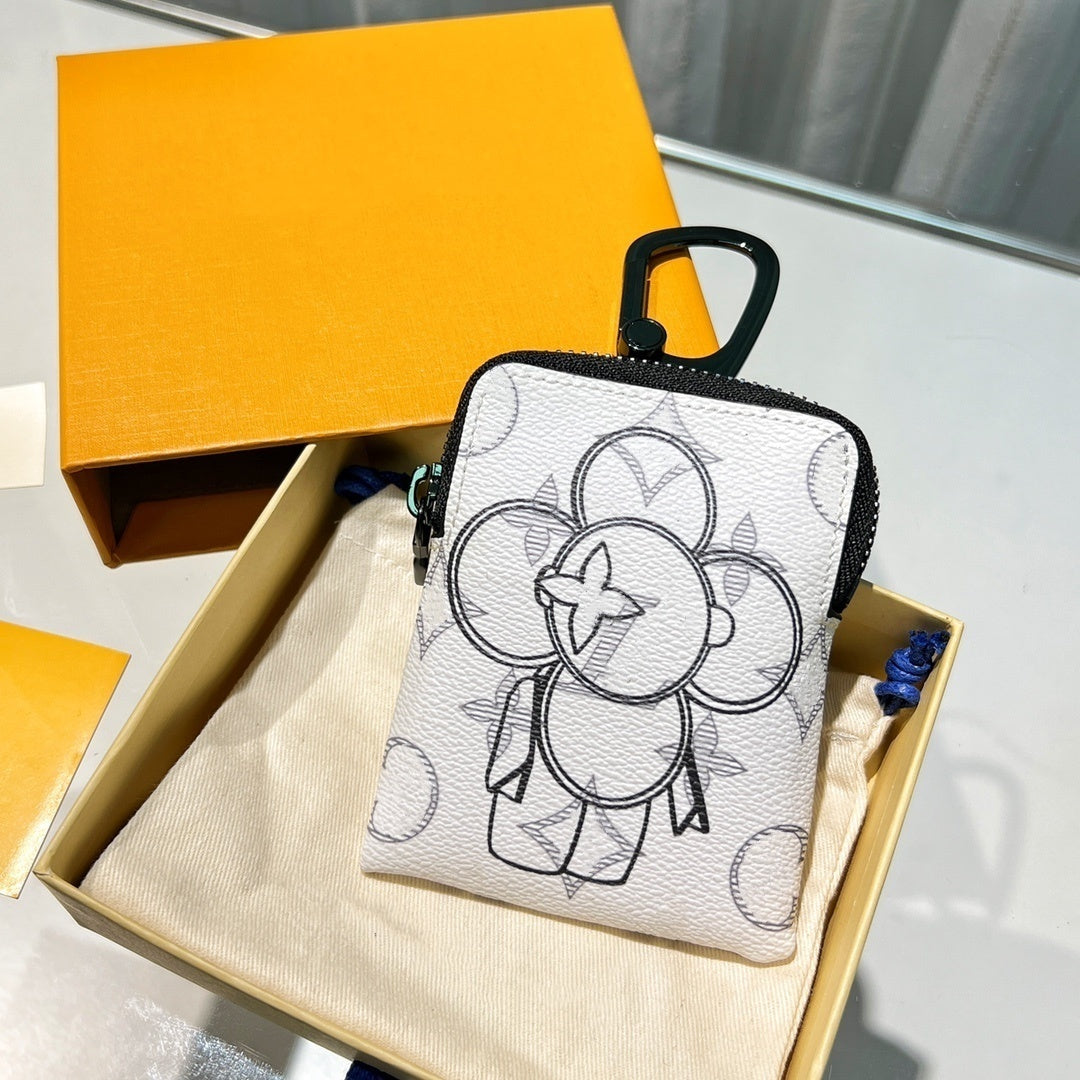 Men&#039;s And Women&#039;s Luxury Designer Sunflower Key Bag Coin Purse Luggage Pendant Mouth Red Envelope Headphones Protective Case Women&#039;s