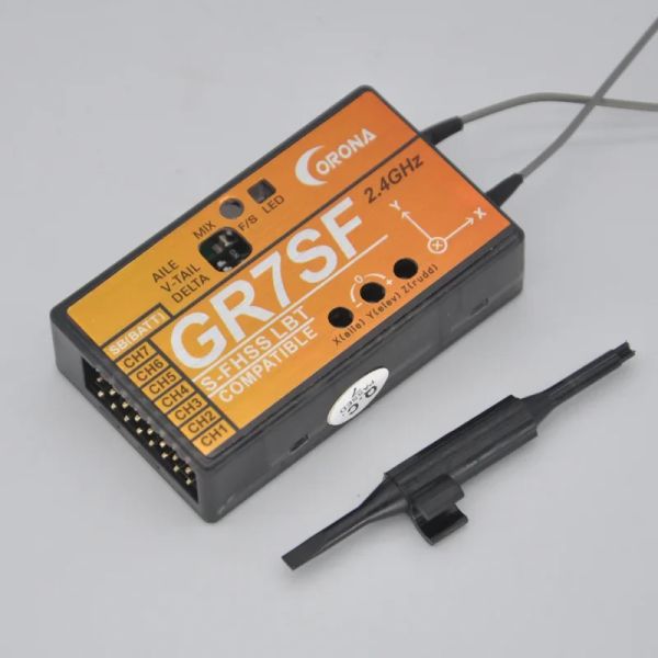 Corona GR7SF S-FHSS - GR7FA FASST 7CH S.BUS Receiver With 3 Gyro Compatible Futaba Transmitter For RC Airplane Drones
