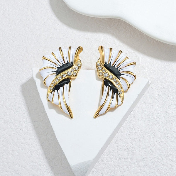 Boucles d'oreilles pendantes en forme d'aile en acier inoxydable 304