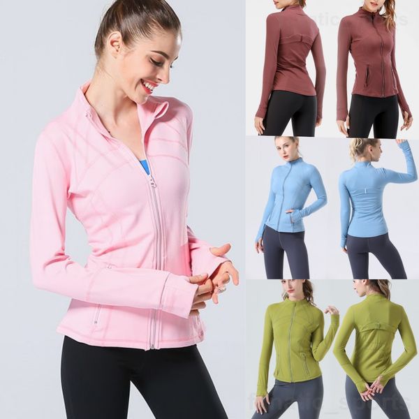 Lu Align Lu Define Women Sports Coat Yoga Thin Jogging Jackets Clothing High Waist Gym Activewear Jacket Long Sleeve Training Clothes Stand