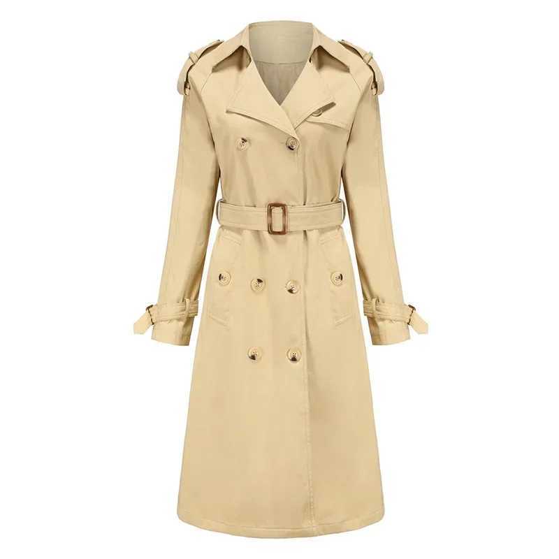 QNQO Hooded Trench Coat for Women Lace Up Vintage Casual Turn-down Collar Overcoat 2024 Autumn Winter Fashion Windproof ParkasX240921