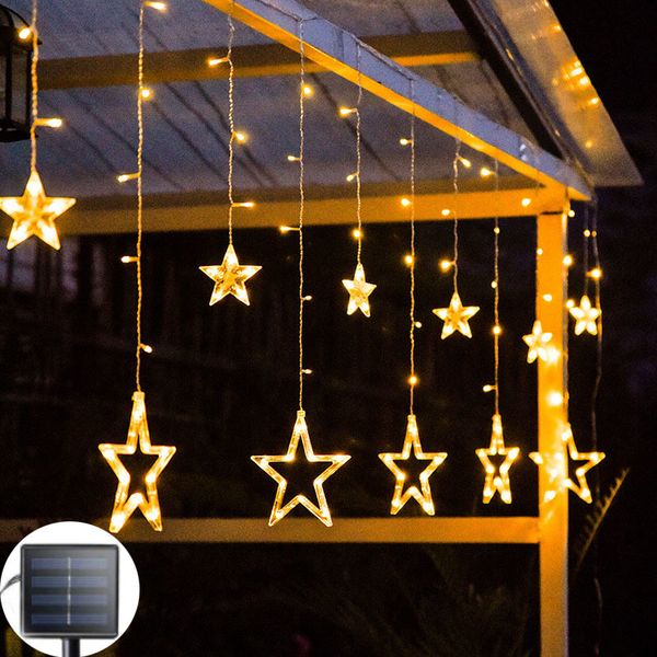 Garden Decorations Christmas Lights Solar Moon Star LED String Decoration for Home outdoor Wedding Led Curtain Lamp Holiday Decor 221202