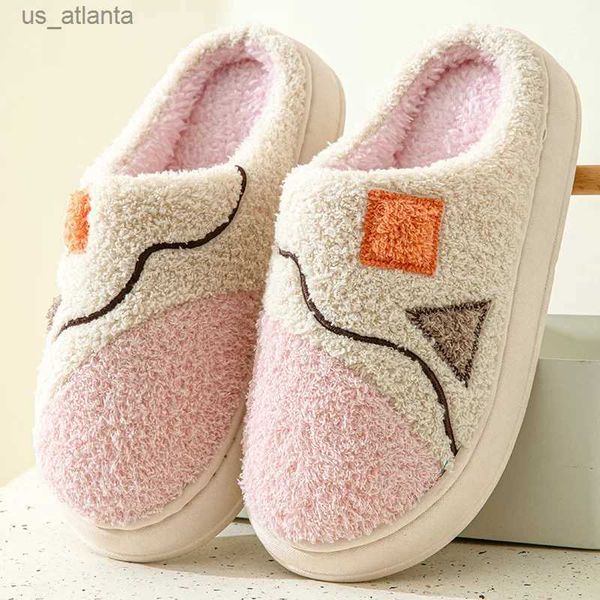 Slippers Winter warm slider cartoon shoes with round toe flat shoes suitable for womens indoor bedroom floor slider womens shoes H240823
