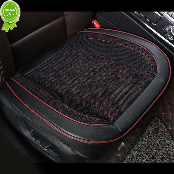 New Flax Car Seat Cover Cushion 3D Surrounded Leather Line Front Protector Four Seasons Universal Breathable Pad For Most Sedan SUV