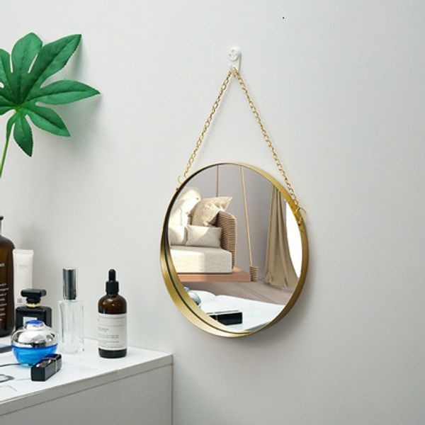 ddmygifts Nordic minimalist wall mounted makeup bathroom circular fitting beauty shop decoration mirror, hanging mirror A
