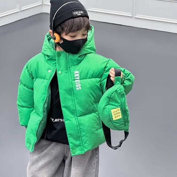 Down Coat 2-8 Years Winter Boys Girls Jacket Thick Keep Warm Lining With Velvet Hooded Heavy Coat For Kids Children Outerwear Send Bag H2411