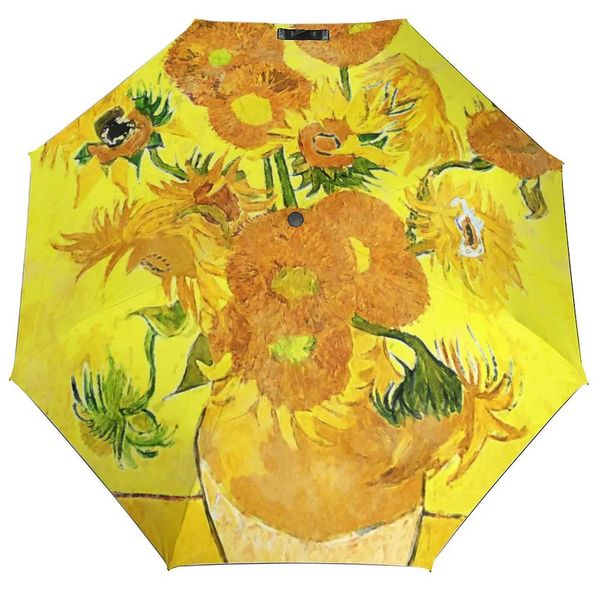 New Arrival Van Gogh Umbrella Vase with Suewers Aesthetic UV Protective Umbrella Authentic Design Lightweight Garden Umbrella Z241206