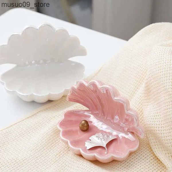 Decorative Plates Ceramic Creative Shell Jewelry Tray Earrings Ring Display Plate Dressing Table Crafts Small Ornaments L240910