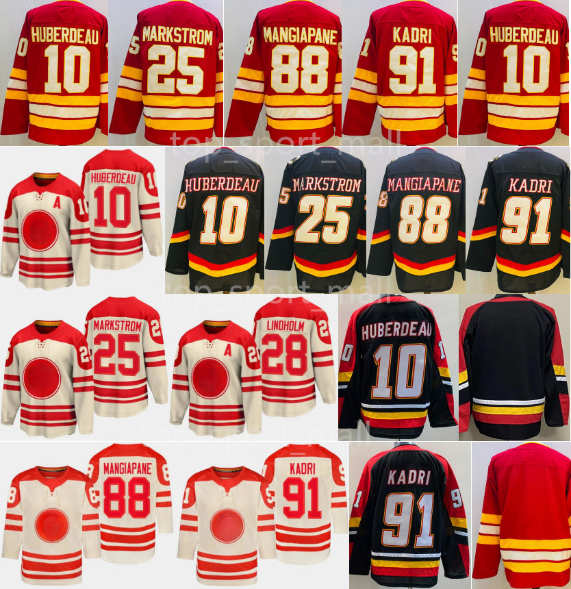 2023 Heritage Classic 10 Jonathan Huberdeau Jerseys Ice Hockey 25 Jacob Markstrom 28 Elias Lindholm 88 Andrew Mangiapane 91 Nazem Kadri Reverse Retr