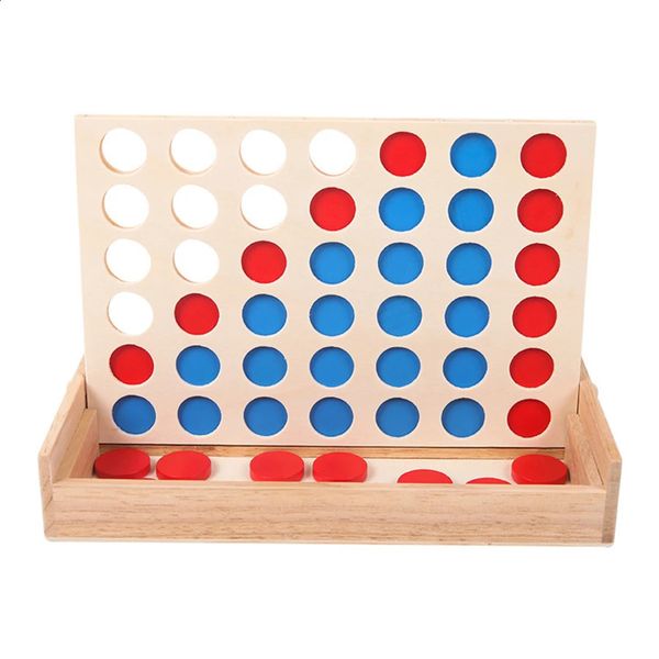 Wooden Boxed Four-connected Chess Four-piece Tabletop Game Early Education Educational Toys Intellectual Games Montessori 250120