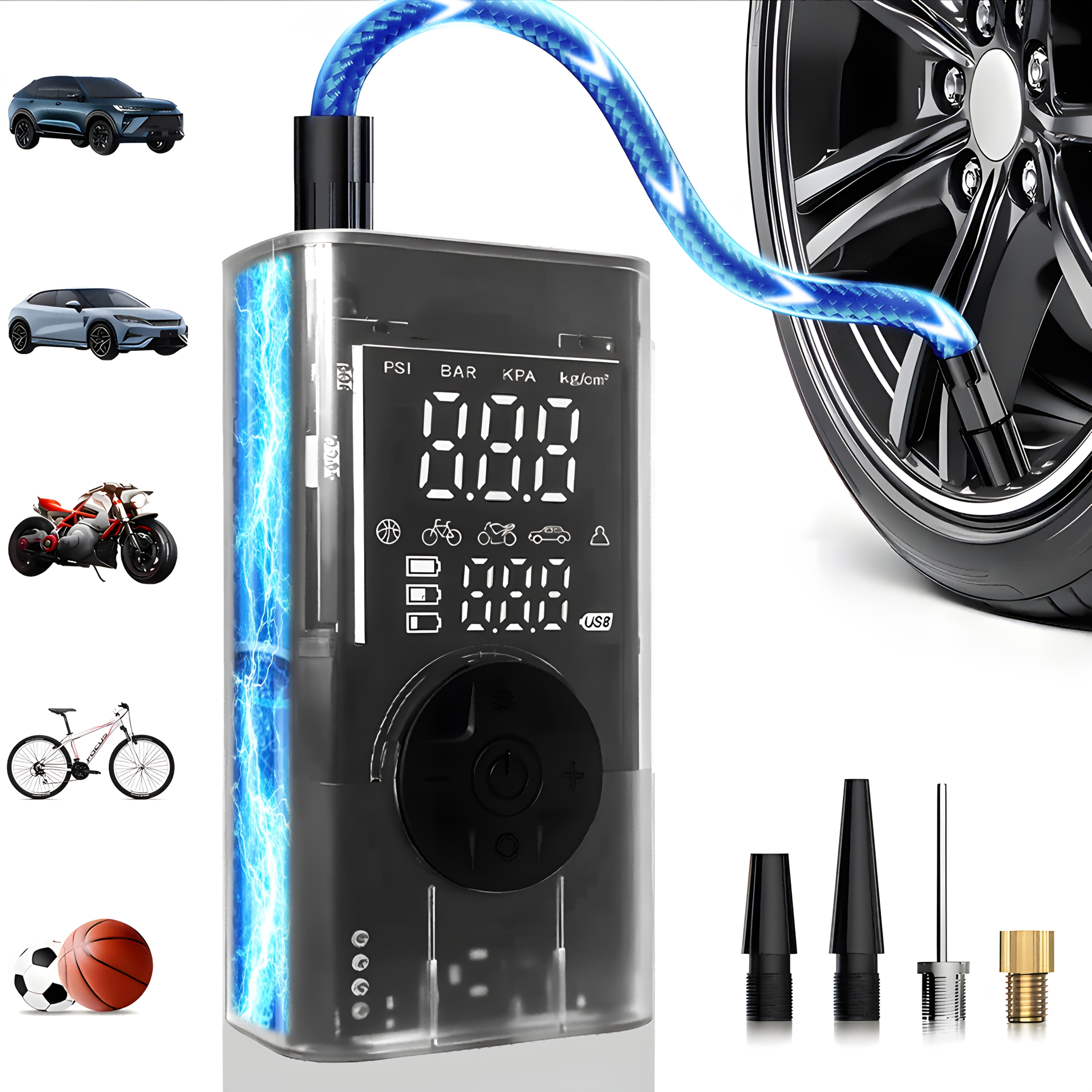 TEMU Tire Inflator Portable Air Compressor, Cordless Air Pump For Car Tires, Motorcycle Ball Bike Tire Pump, Car Accessories (150psi) For Cars, Suvs,