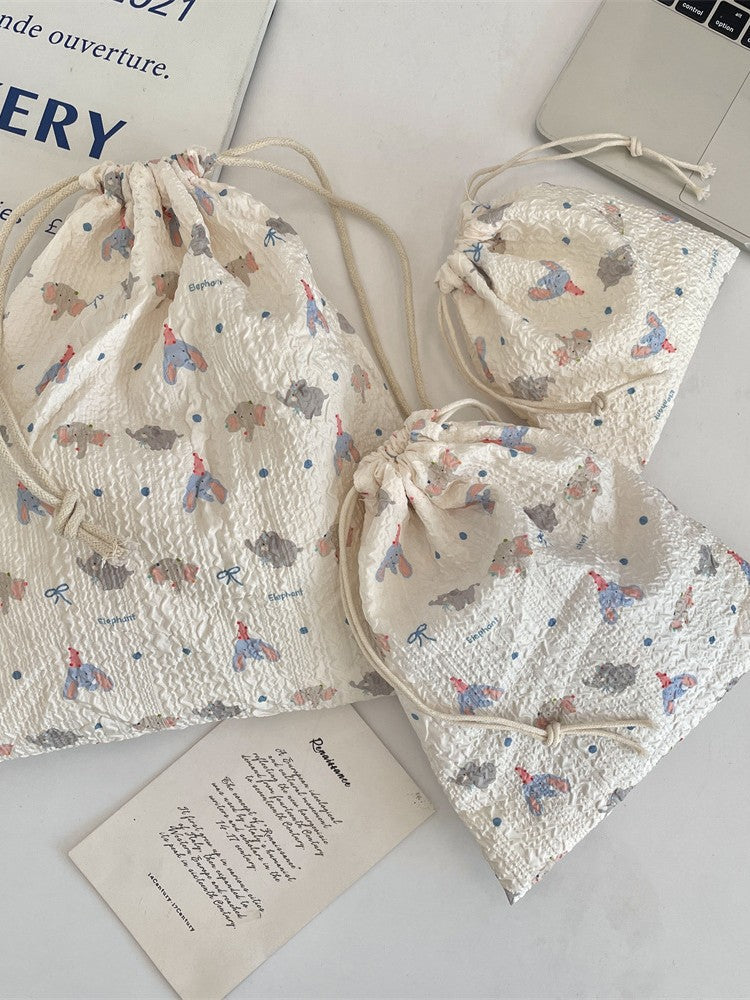 A56-Cute cartoon drawstring bag student storage bag lipstick cosmetic bag portable