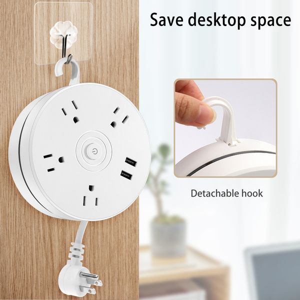 US Power Strip Sockets 4 Outlet 2 Usb Ports AC 110V 220 with Pullable Ground Pin Overload Protection 10A White Electrical Socket