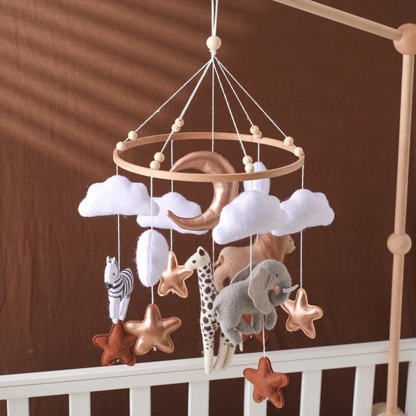 Baby Crib Mobile Rattle Toy Animal Lion Bed Bell Wooden Hanging Hanger Wood Holder Arm Bracket 250113