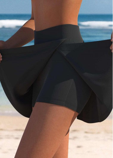 Modlily High Waisted Patchwork Black Split Pantskirt - S