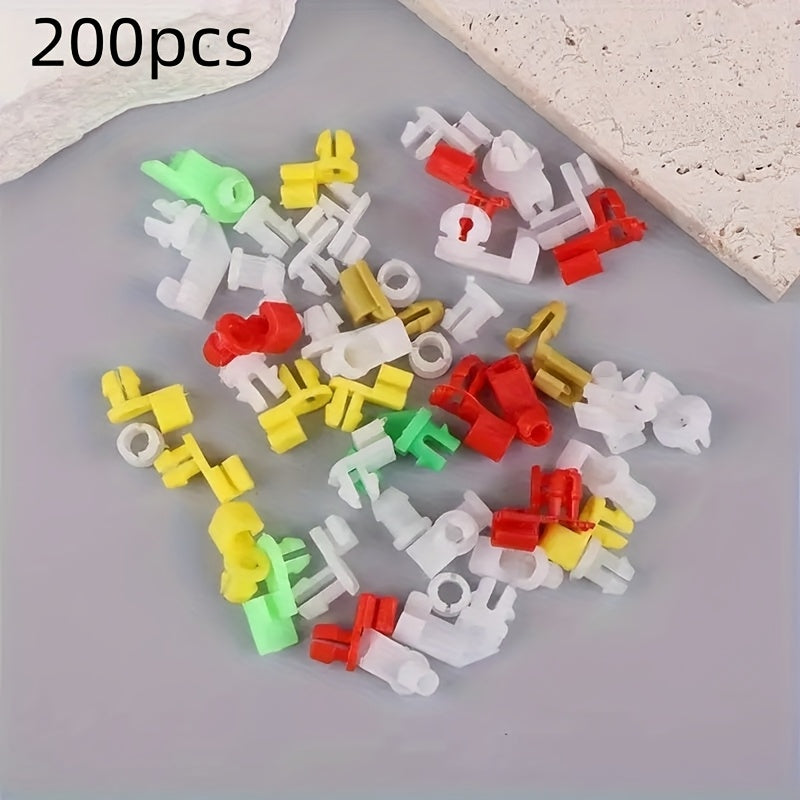 TEMU 200pcs Colorful Plastic Door Clips - Hybrid Car Door Handle Fasteners, Inner & Outer Locks, Central Locking Buckles, Driver Side Handle Holders,