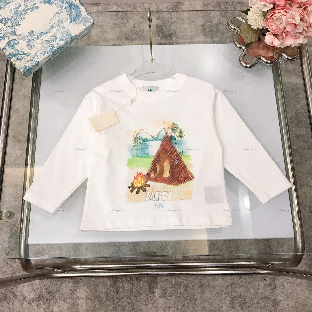 Top boys girl sweater designer baby clothes Campsite pattern print Long sleeved T-shirt kids sweatshirts A801X22N208