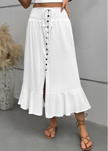 Modlily White A Line Elastic Waist Skirt - L