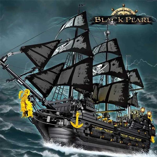 Blocks 4708PCS Black Pearl Pirate Ship Model Building Blocks Movie Skeleton Adventure Boat Assembly Bricks Set Kids Toys Birthday Gifts Y241