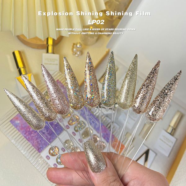 Nail Polish Gold Glitter Gel Nails Polish 15ml Bright Flash Semi Permanent Soak Off Nail Gel Polish Glistening Gel Rose Gold Silver Nail 230