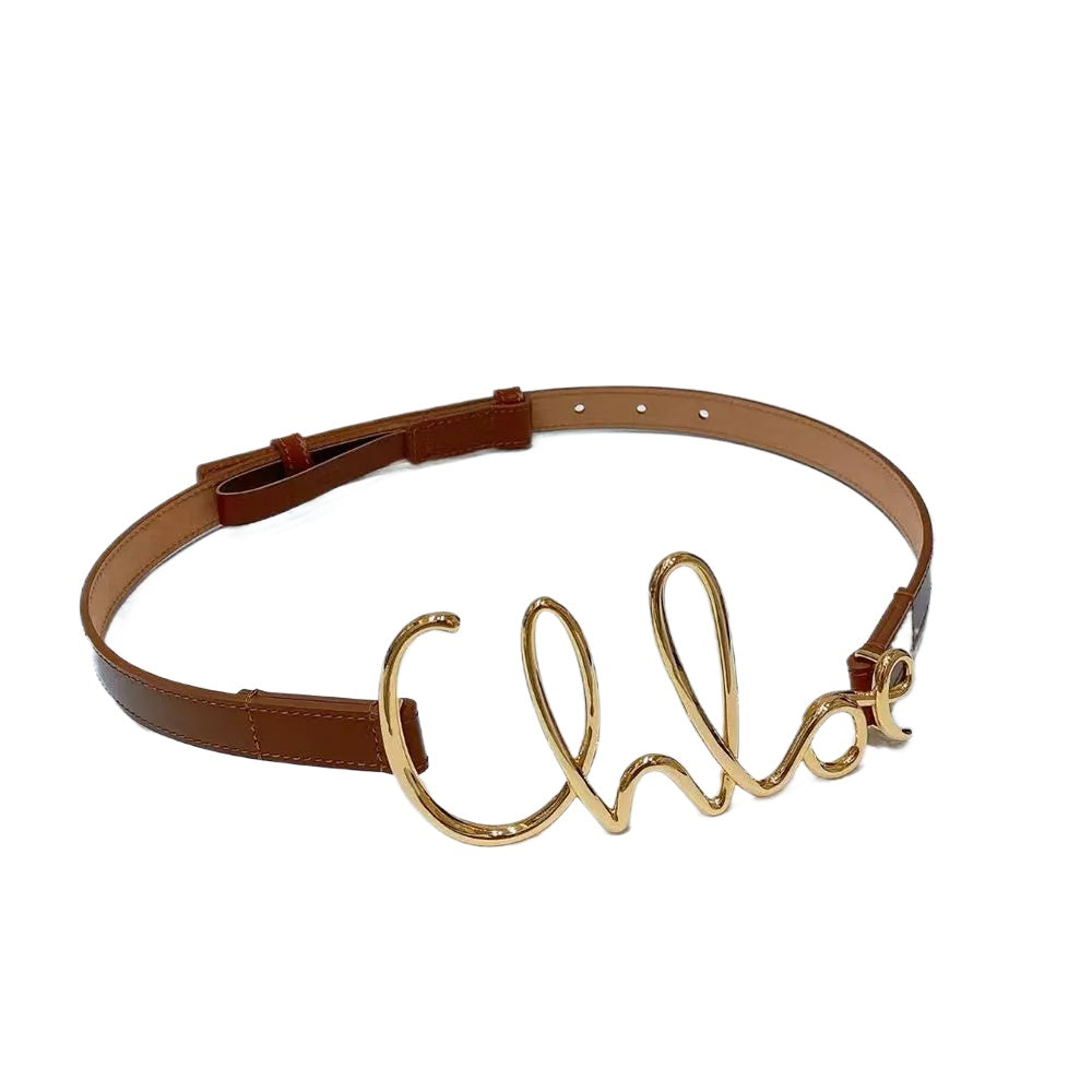 designer Double buckle thin women belt with skirt stylish simple belt Black embellished suit accessories Summer waist chain dress Fashion new belt 2