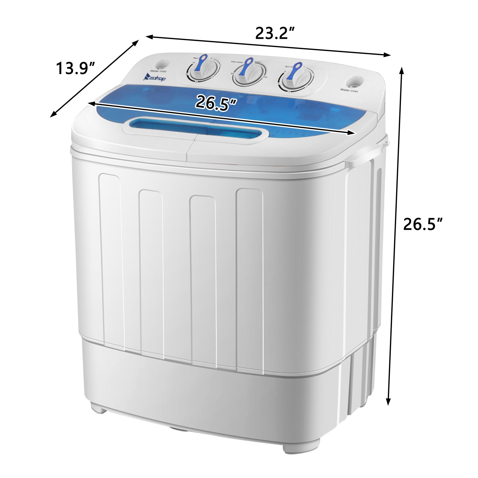 TEMU (6.8kg) Portable Washing Machine - Compact Twin Tub Mini Washer & Spin Dryer Combo With Built- Drain, 110v Electric Laundry Machine For