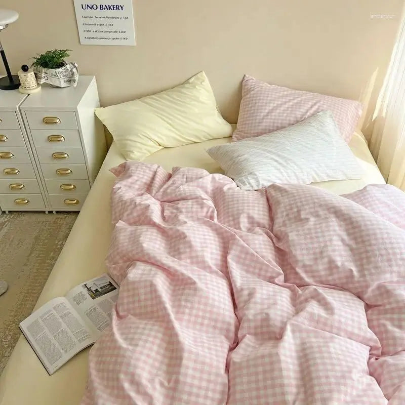 Bedding Sets Multi-color Washed Cotton Duvet Cover Set INS Solid Color Soft Bed Sheet With Pillowcase Girls Adults Bedroom Decor