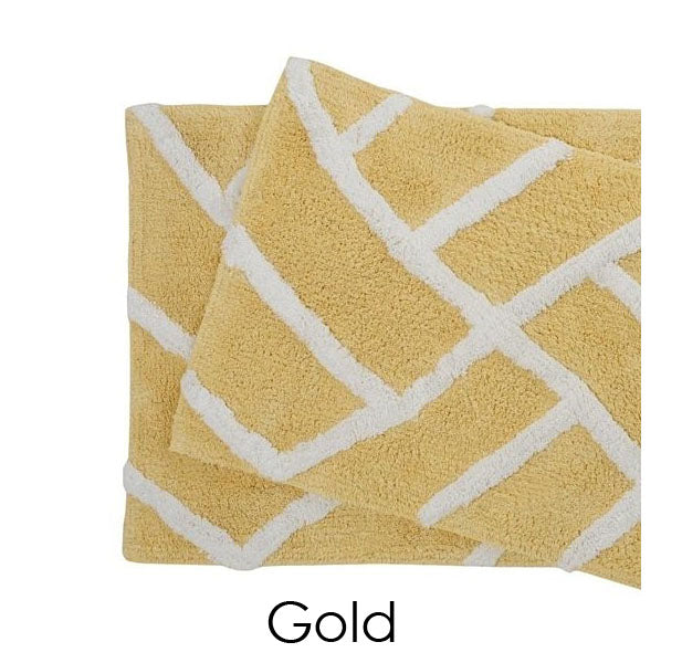 100% Cotton Plush Water Absorbent Bath Mat (2-Pack) - Gold