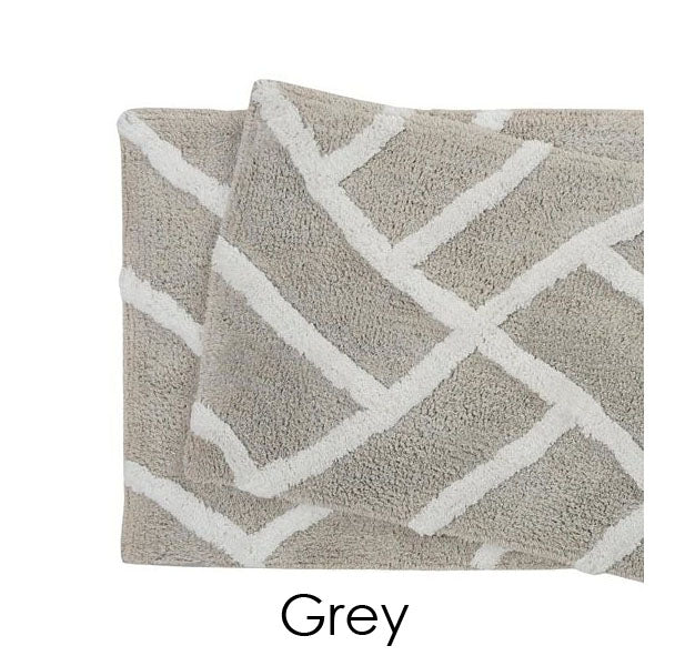 100% Cotton Plush Water Absorbent Bath Mat (2-Pack) - Grey